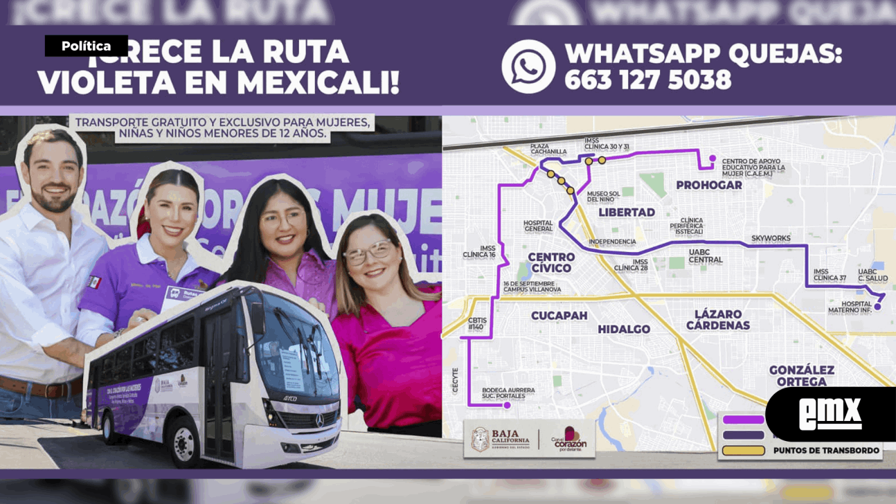 EMX-Marina del Pilar… presentó una ampliación de la ruta de transporte violeta en Mexicali